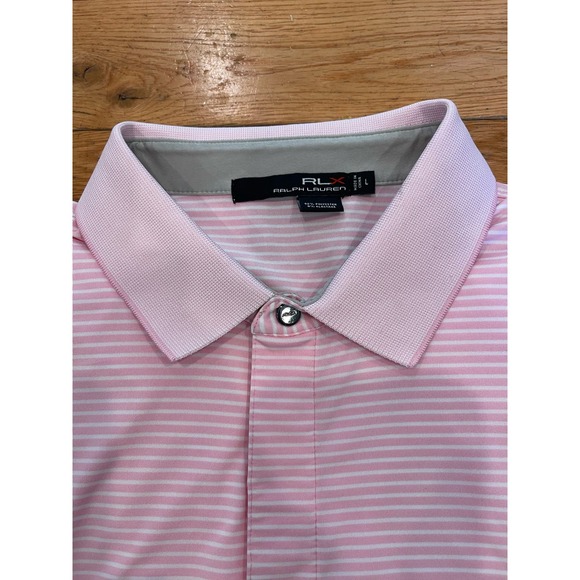 Ralph Lauren RLX Mens‎ Pink Striped Golf Polo Size Large - Picture 1 of 6